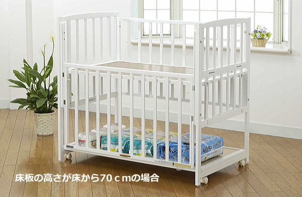 ベビーベッド「ハイタイプベッド ツーオープン【ホワイト】収納棚付」01