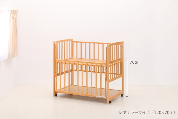 ベビーベッド「ハイタイプベッド ツーオープン【ナチュラル】収納棚付」04