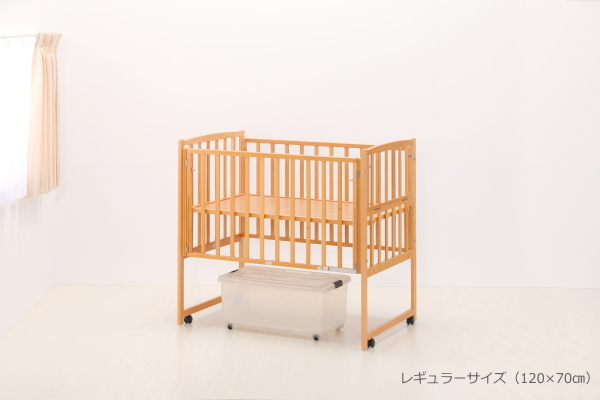 ベビーベッド「ハイタイプベッド ツーオープン【ナチュラル】収納棚付」06