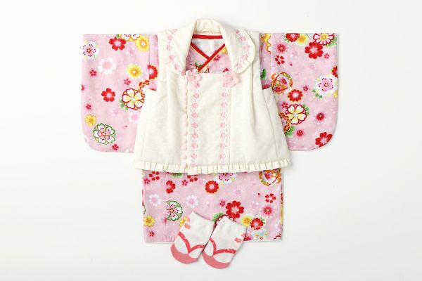 女の子用 ベビー着物 （桃色）