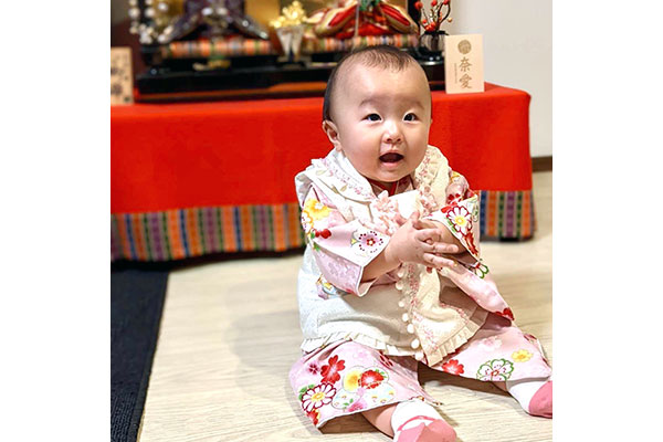 女の子用 ベビー着物 被布セット（桃色）