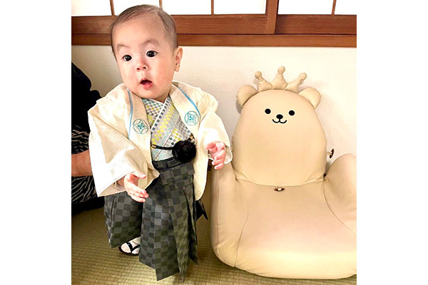 男の子用 ベビー着物 羽織袴セット(ホワイト)