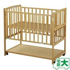 ハイタイプベッド ツーオープン【ナチュラル】収納棚付 | ベビーベッド