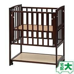 ヤマサキのベビーベッド・コンパクトタイプ（ミニサイズ）・色：ダークブラウン　敷布団付き ツーオープンベッド b-side mini（ビーサイド ミニ） 【ダークブラウン
