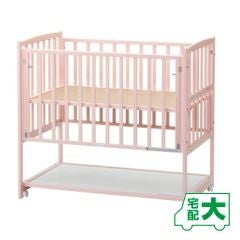 ハイタイプベッド ツーオープン【ピンク】収納棚付 | ベビーベッド