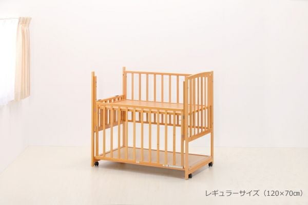 ハイタイプベッド ツーオープン【グレー】収納棚付 | ベビーベッド