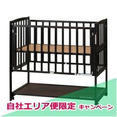 自社便限定】ハイタイプベッド ツーオープン【ダークブラウン】収納棚